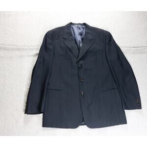 Fendi Mens Jacket XL Black Gray Pin Striped Wool Blazer 3 Button Tailored Italy